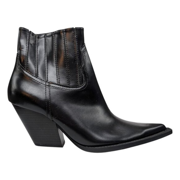 Zara Cowboy Ankle Boots Womens Black Faux Leather Pointed Toe EU 40 US 9 NWOT - Picture 3 of 12